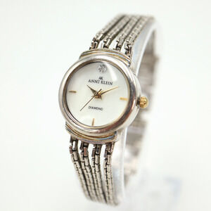 Anne Klein Diamond Watch Two Tone 22mm Metal Braid Bracelet 10/8727 New Battery